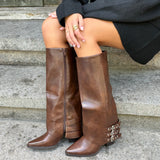 Sophia Folded Spænde Støvle - Brun