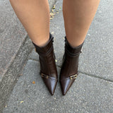 Støvlette med Høj Hæl - Mørkebrun