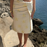 Strandhåndklæde - Blomstret Gul - ByStenholt.dk