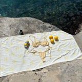 Strandhåndklæde - Blomstret Gul - ByStenholt.dk