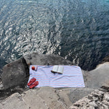 Strandhåndklæde - Stribet Lyseblå - ByStenholt.dk