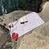 Strandhåndklæde - Stribet Lyseblå - ByStenholt.dk