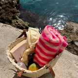 Strandhåndklæde - Stribet Lyserød - ByStenholt.dk