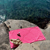 Strandhåndklæde - Stribet Lyserød - ByStenholt.dk