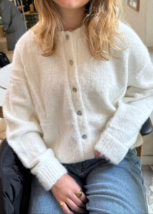 Strikket Cardigan - Hvid - ByStenholt.dk