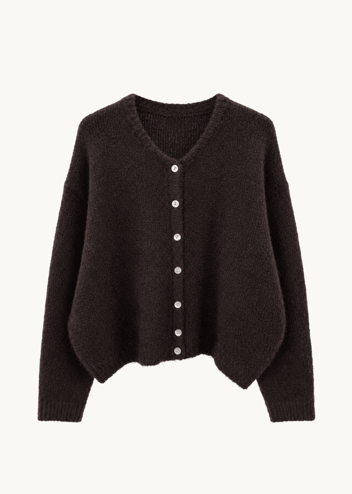 Strikket Cardigan - Mørkebrun - ByStenholt.dk