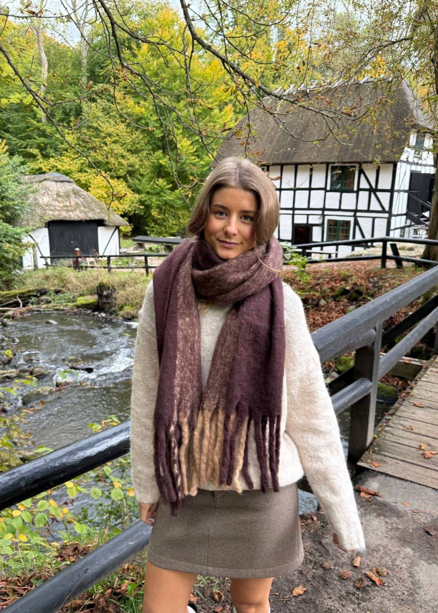 Tofarvede Tørklæde - Brun - ByStenholt.dk