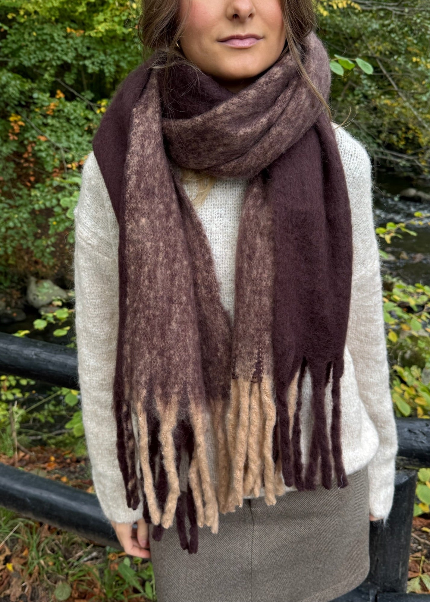 Tofarvede Tørklæde - Brun - ByStenholt.dk