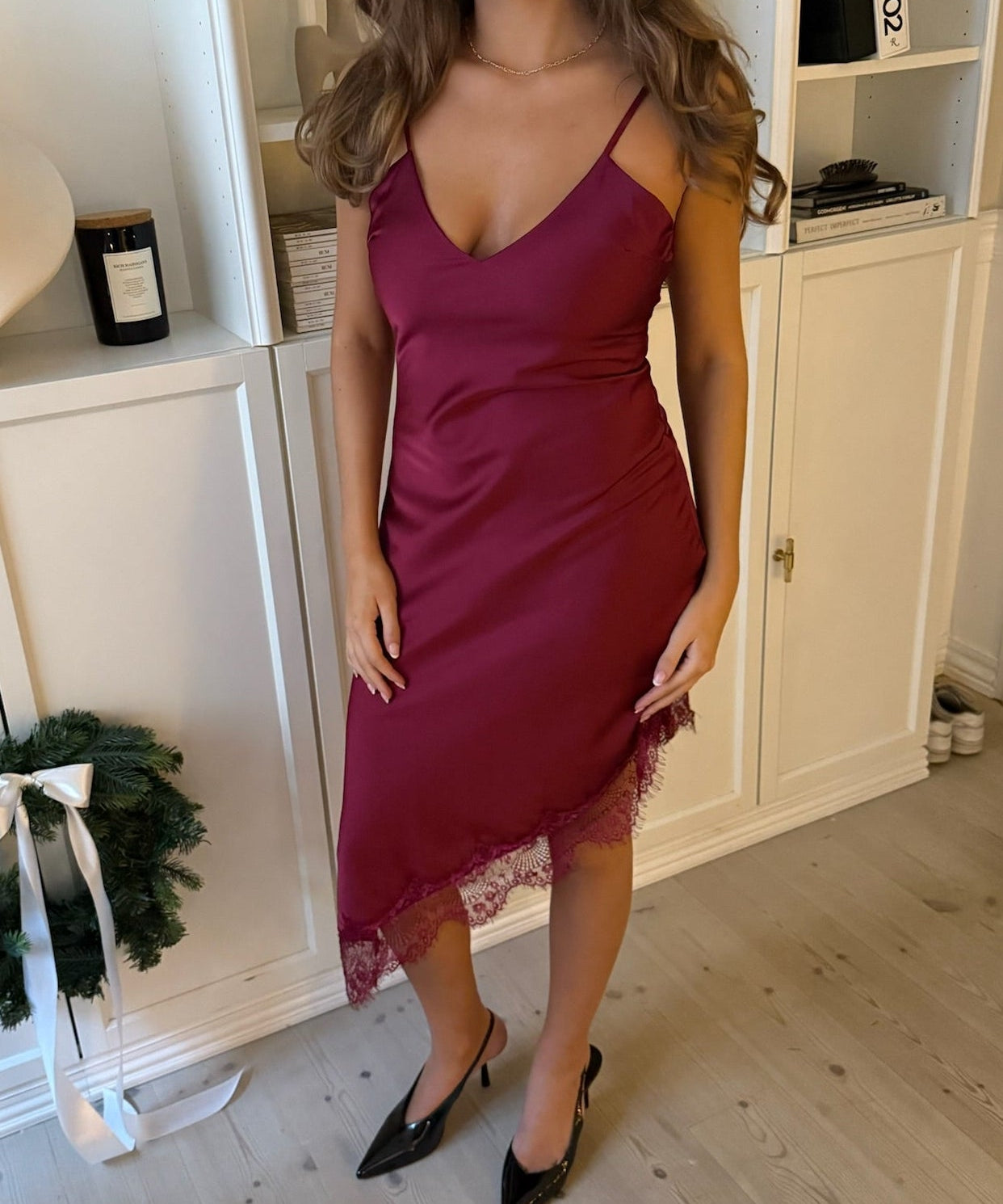 Velu Satin Kjole - Bordeaux - ByStenholt.dk