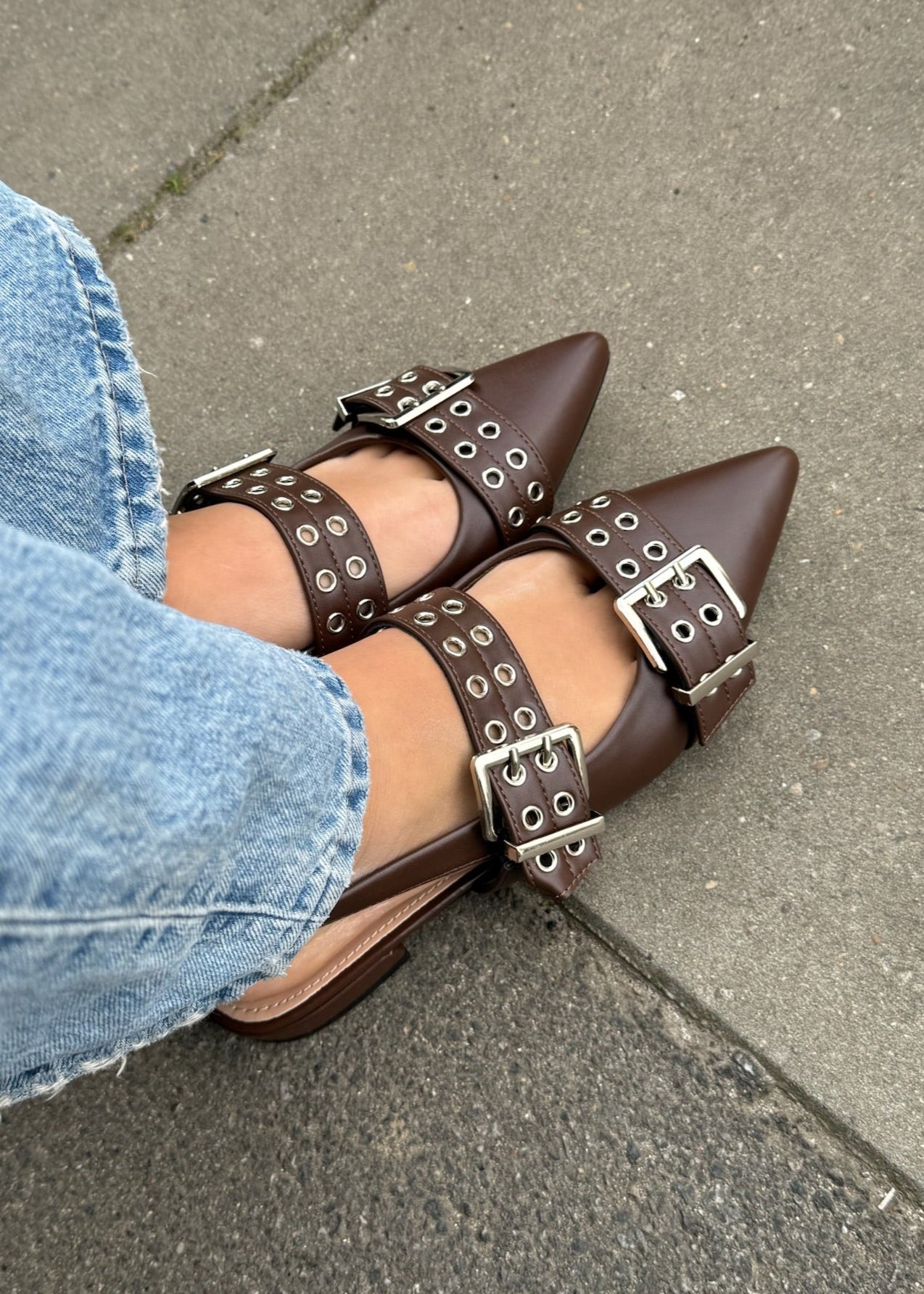 Zara Slingbacks - Mørkebrun - ByStenholt.dk